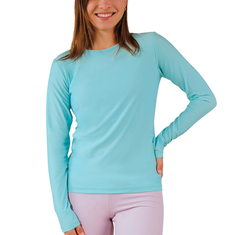 womens long sleeve crew sun and swim shirt in skyline|skyline