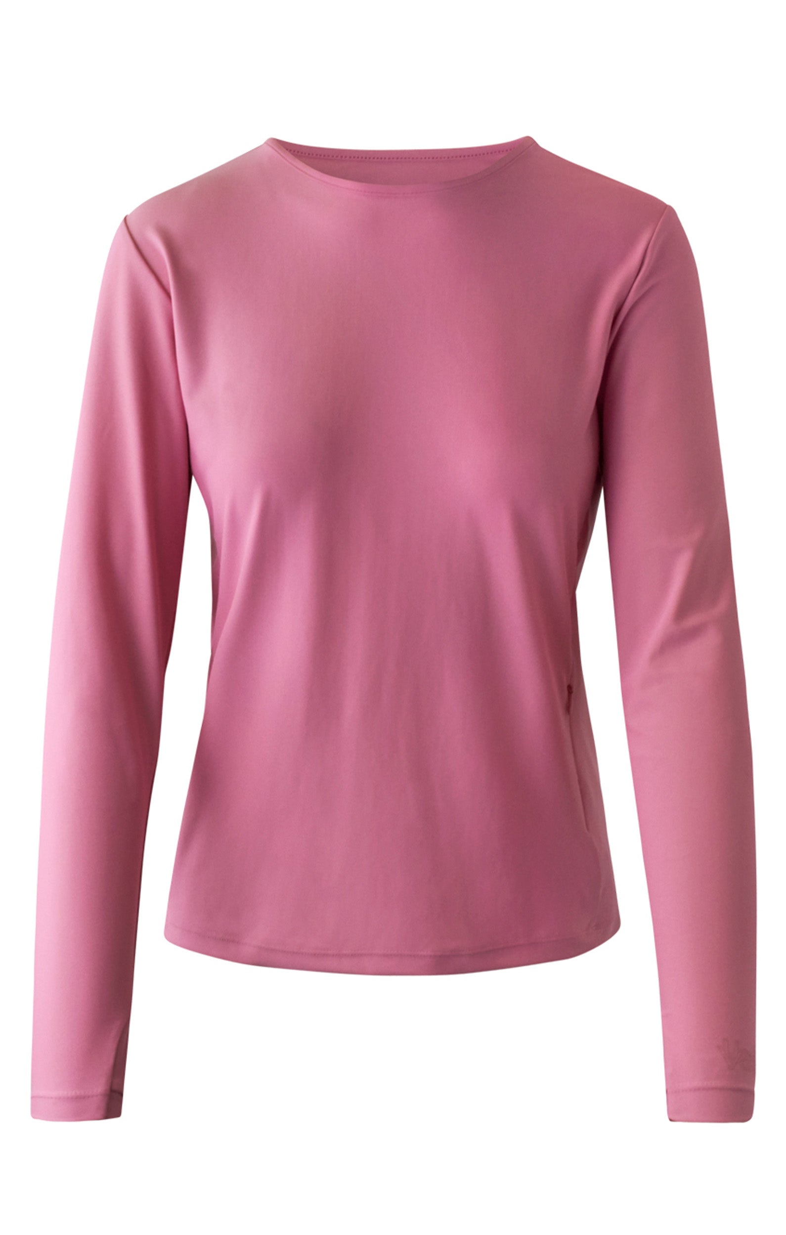 women's long sleeve crew swim shirt in wild rose|wild-rose