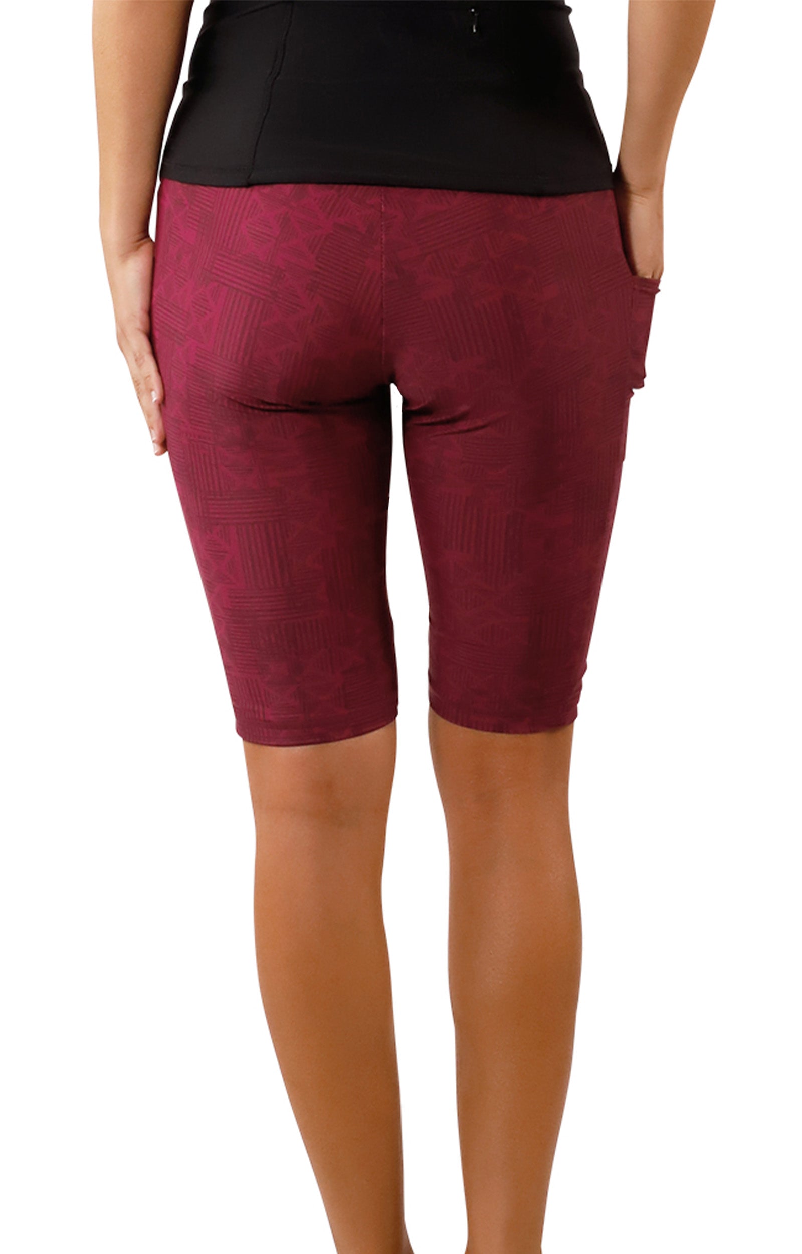 back view of Women's Active Swim Jammerz in Wine Lattice|wine-lattice