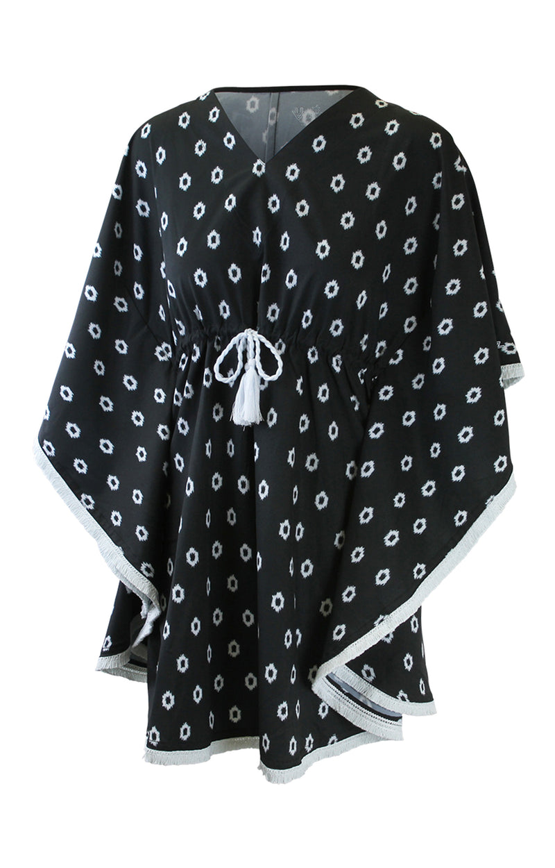 women's kaftan cover up in black boho dot|black-boho-dot