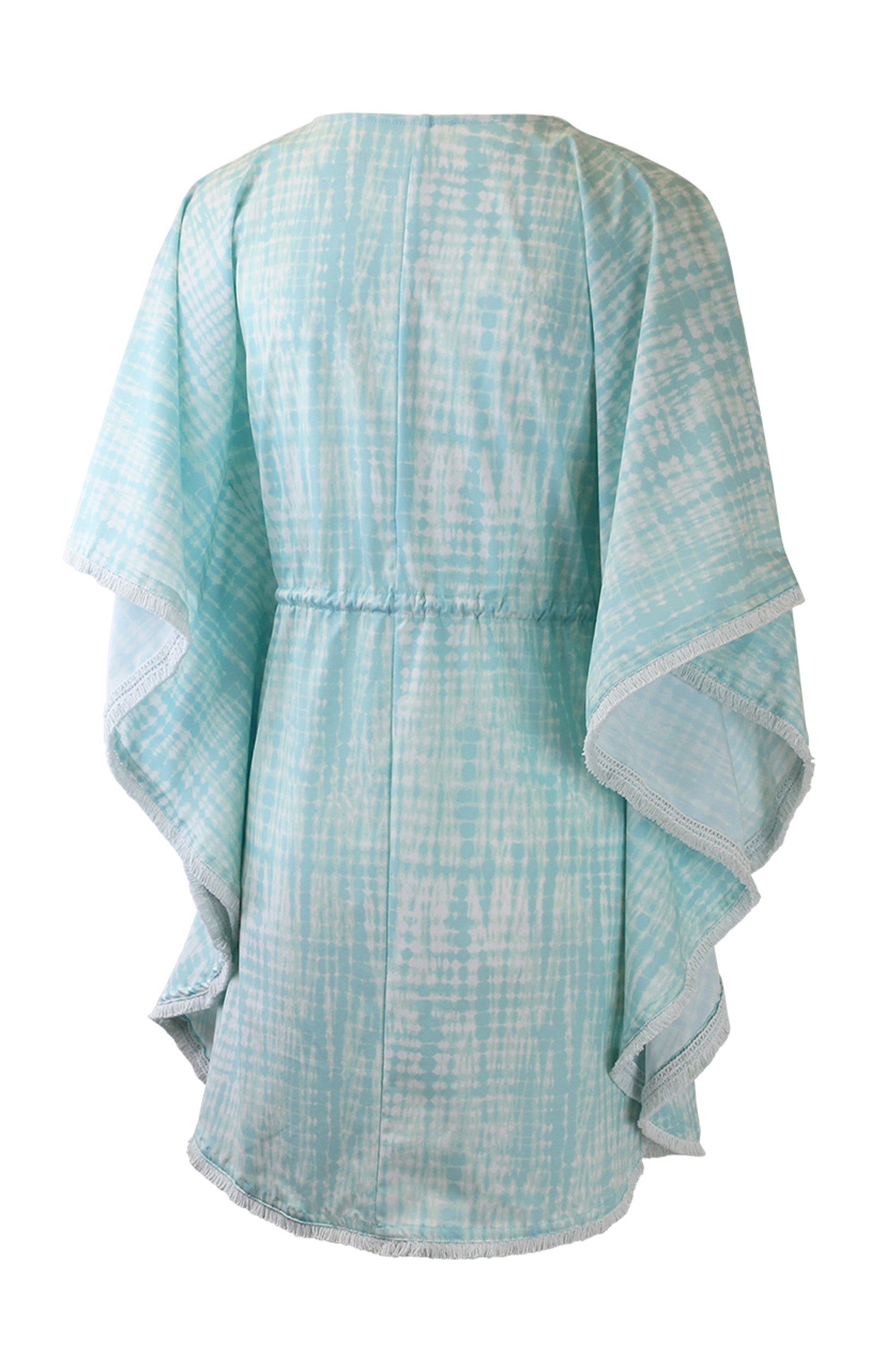 back of the women's kaftan cover up in glacier tie dye|glacier-tie-dye