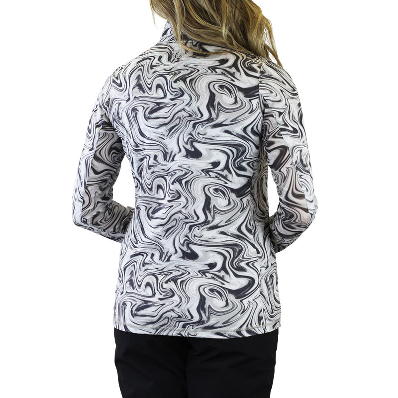 Back of the Women's Quarter Zip Vented Sun Shirt in Liquid Marble|liquid-marble
