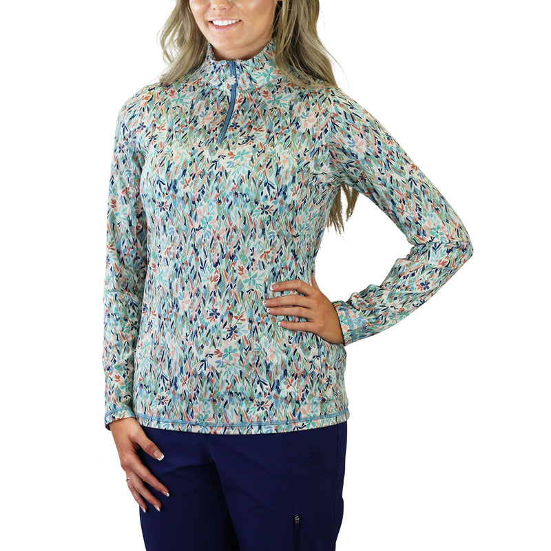 Women's Quarter Zip Vented Sun Shirt in Painted Eden|painted-eden