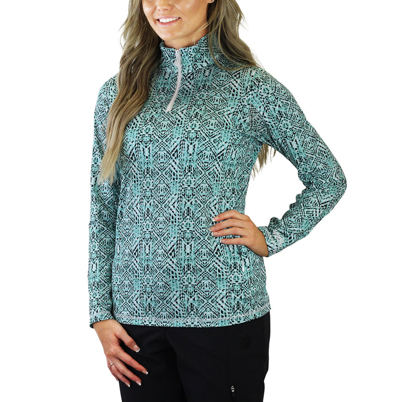 Women's Quarter Zip Vented Sun Shirt in Shasta Mosaic|shasta-mosaic