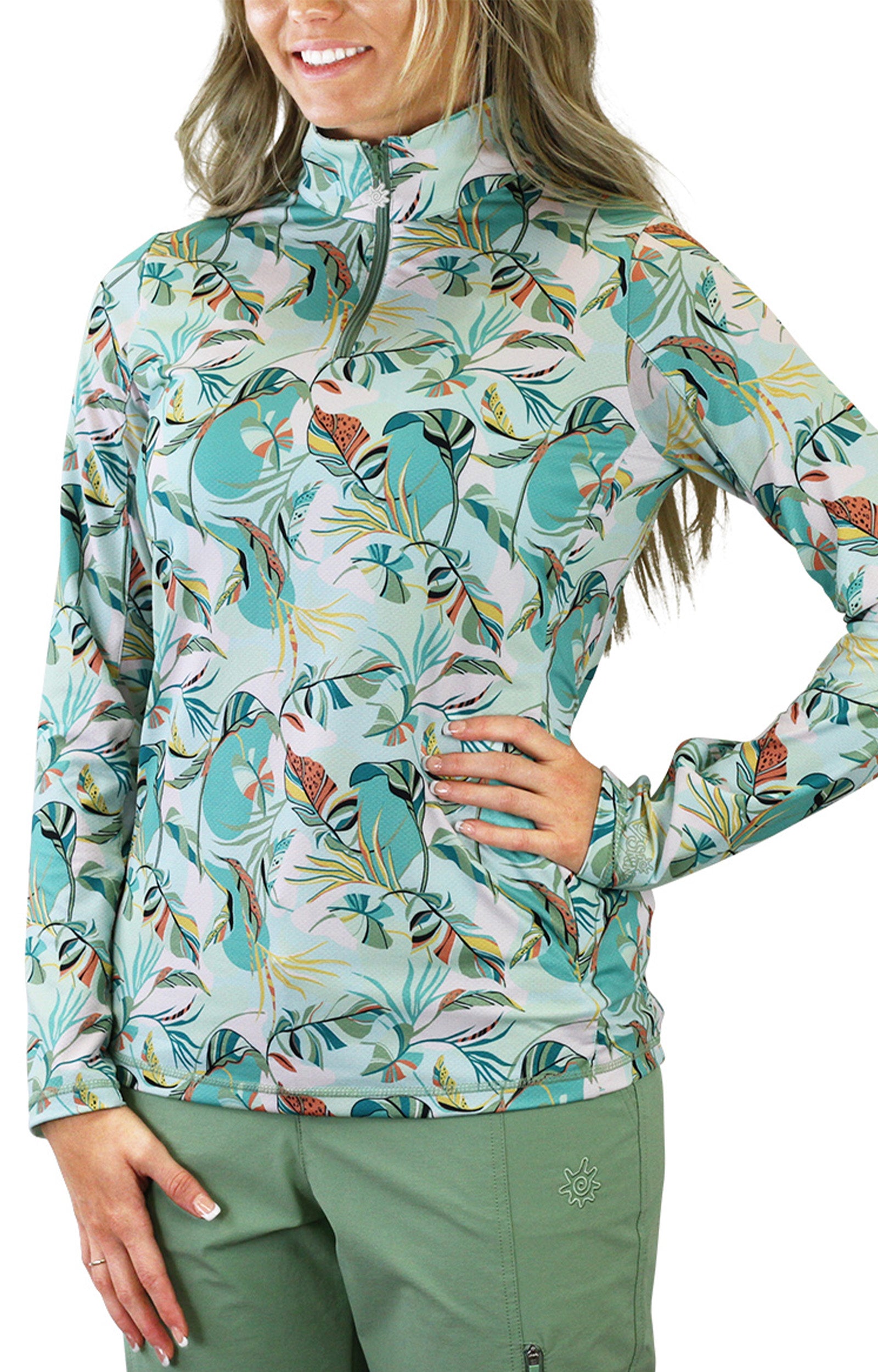 Women's Quarter Zip Vented Sun Shirt in Stella Breeze|stella-breeze
