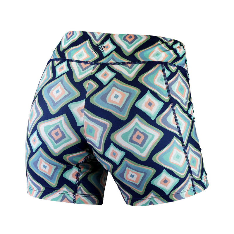 back of the women's swim shorts in retro diamonds|retro-diamonds