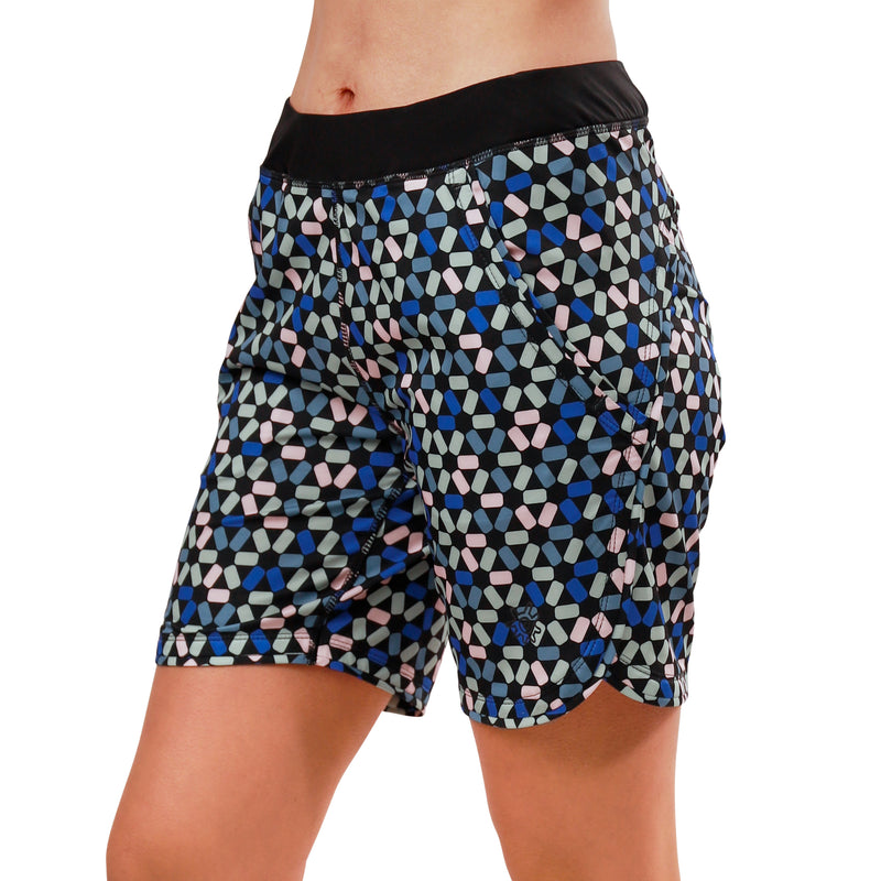 womens hybrid active shorts in geo stars|geo-stars