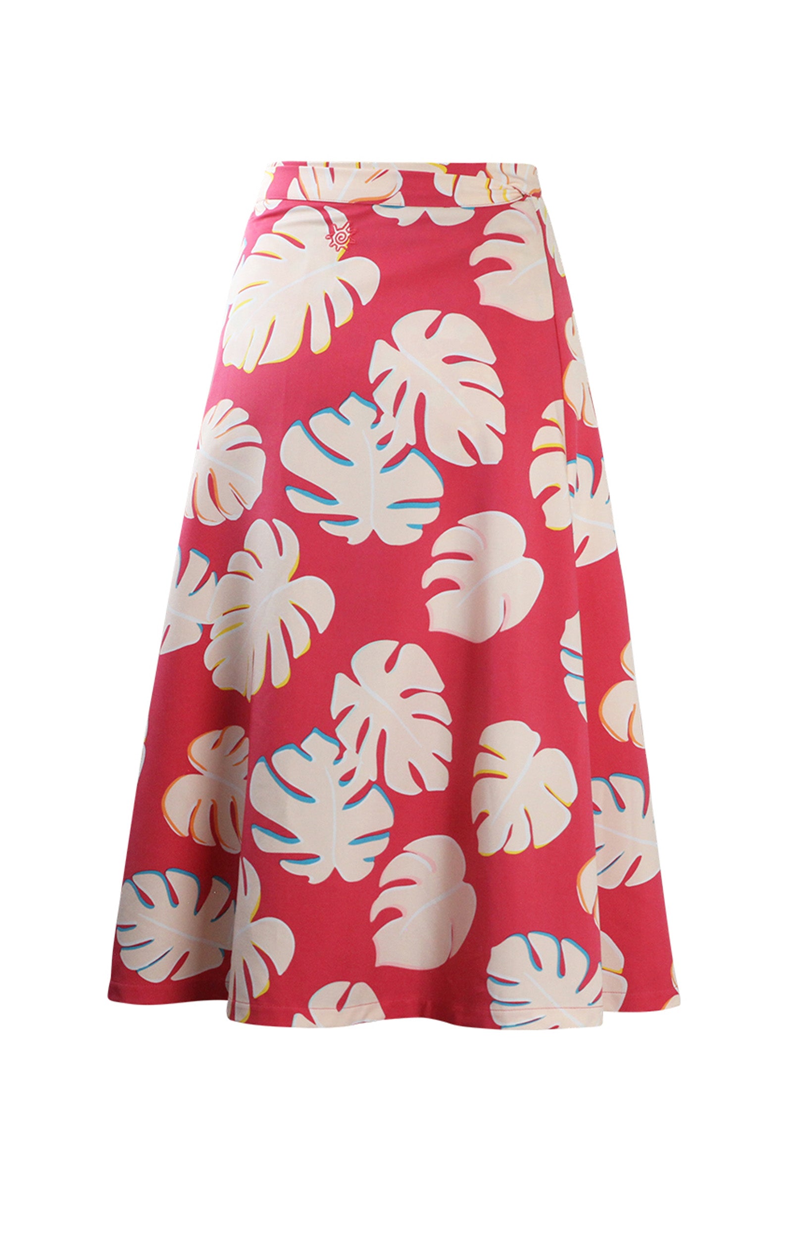 Back View of the Women's Wrap Skirt in Berry Flora|berry-flora