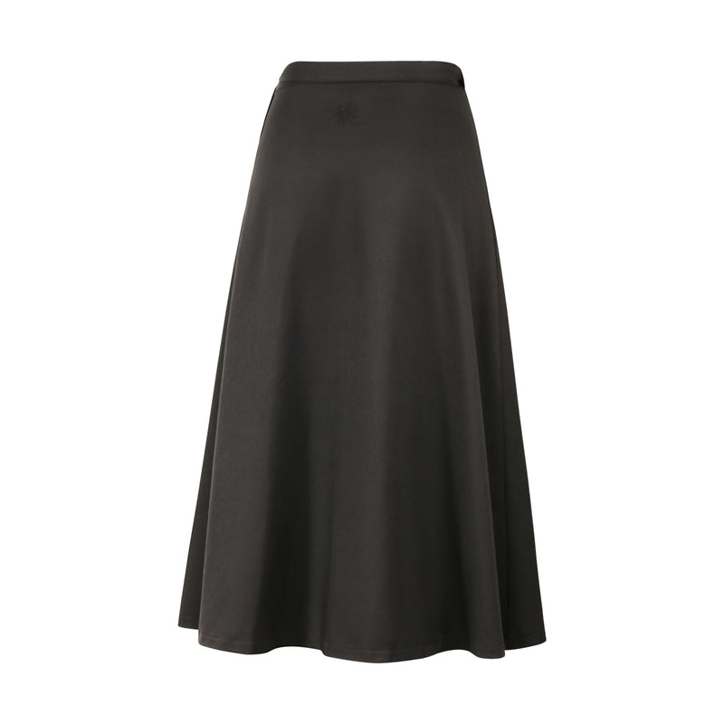 Back View of the Women's Wrap Skirt in Black|black