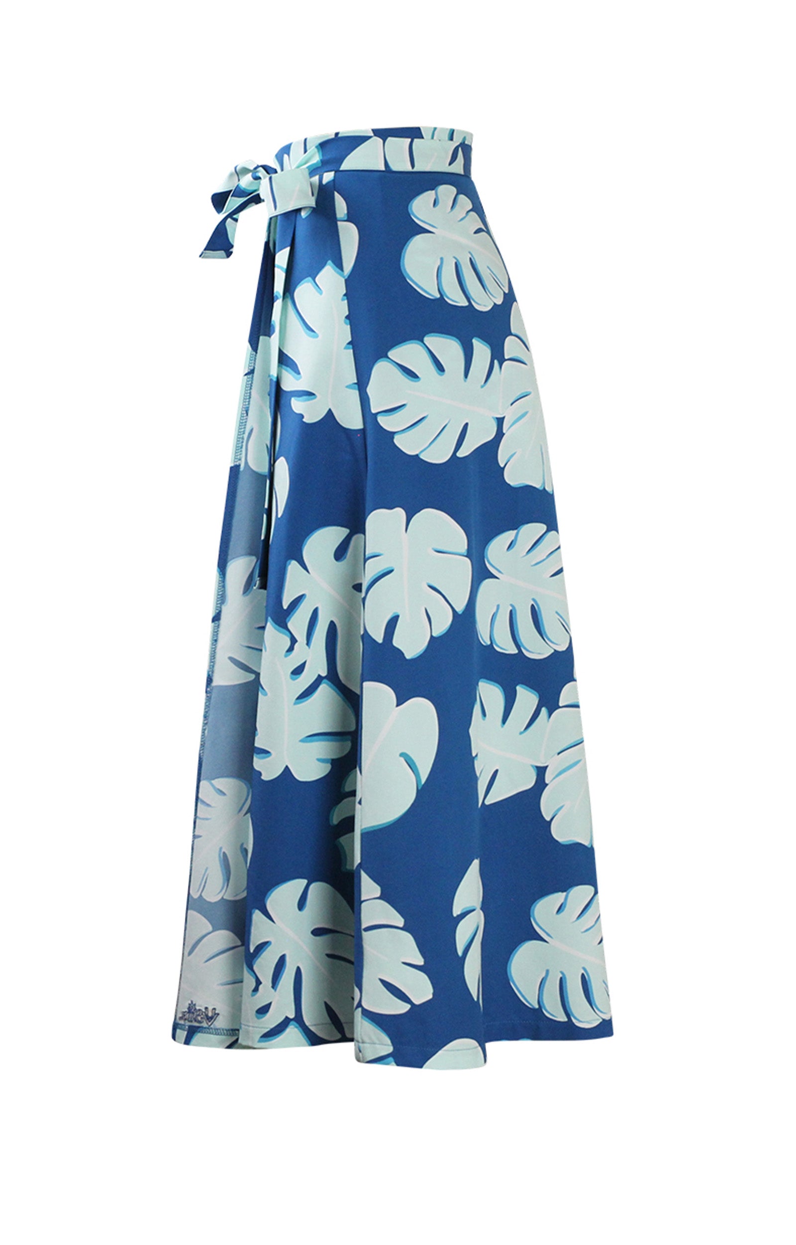 Side View of the Women's Wrap Skirt in Mykonos Flora|mykonos-flora