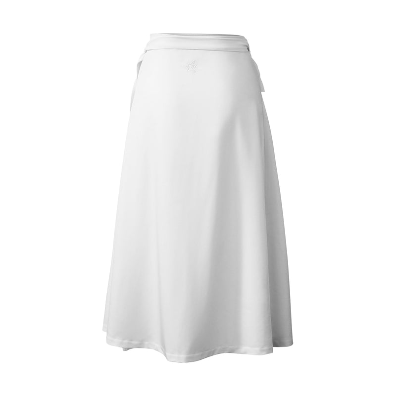 Back View ofWomen's Wrap Skirt in White|white