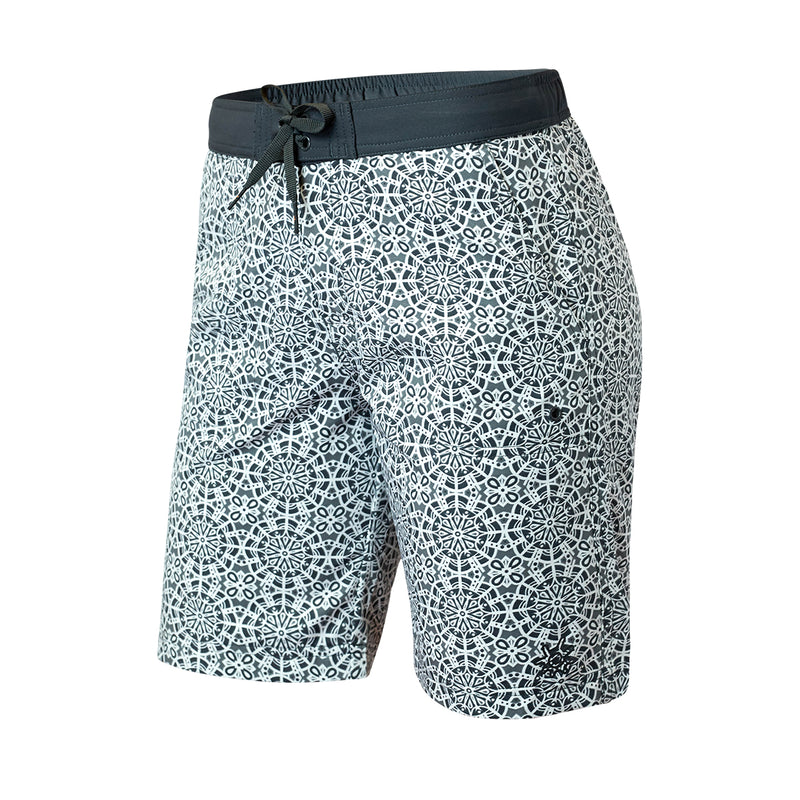 Women's board shorts in charcoal kaleidoscope|charcoal-kaleidoscope