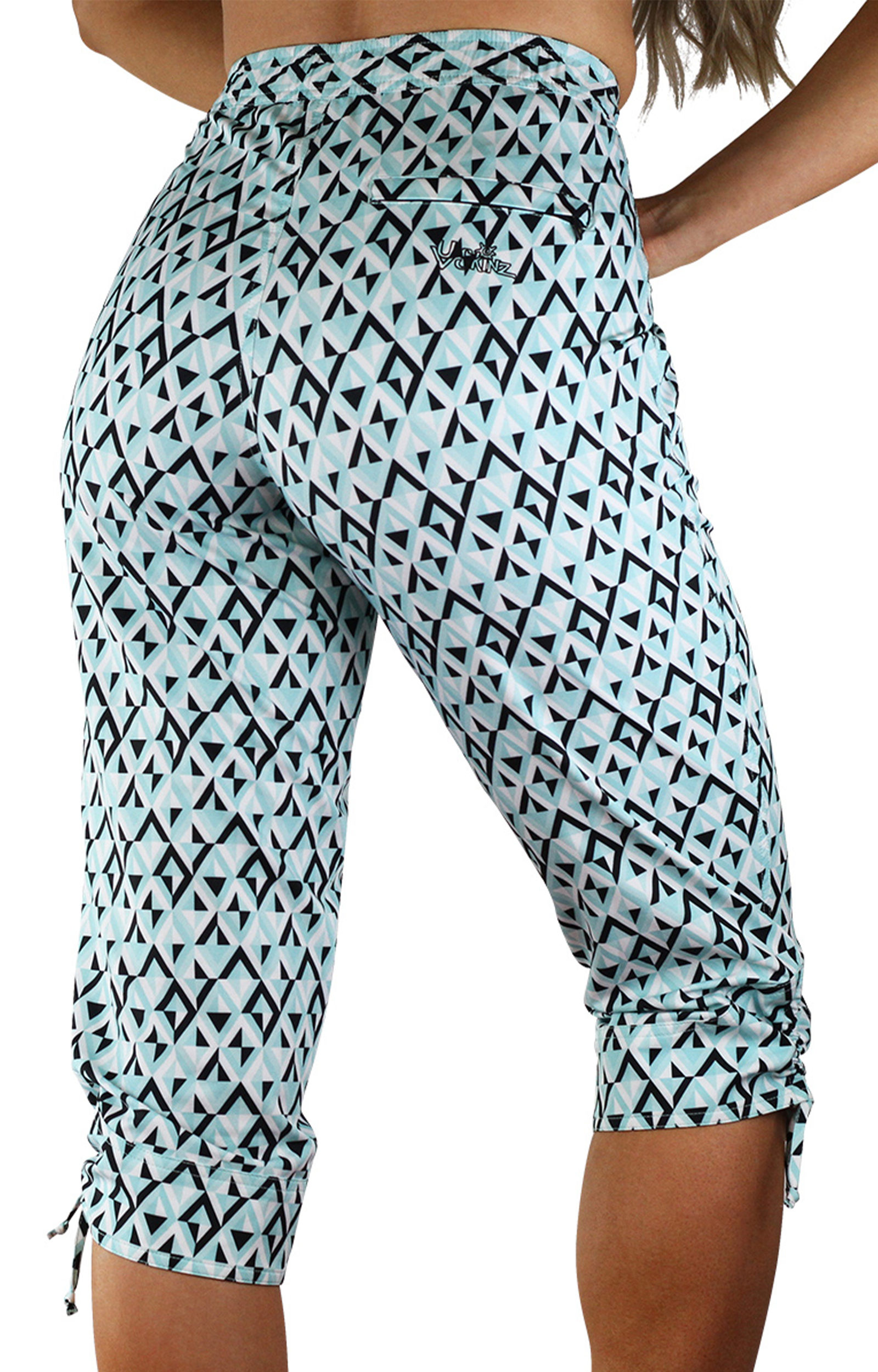 Back View of the Women's Beach Capris in Black|black-jewels