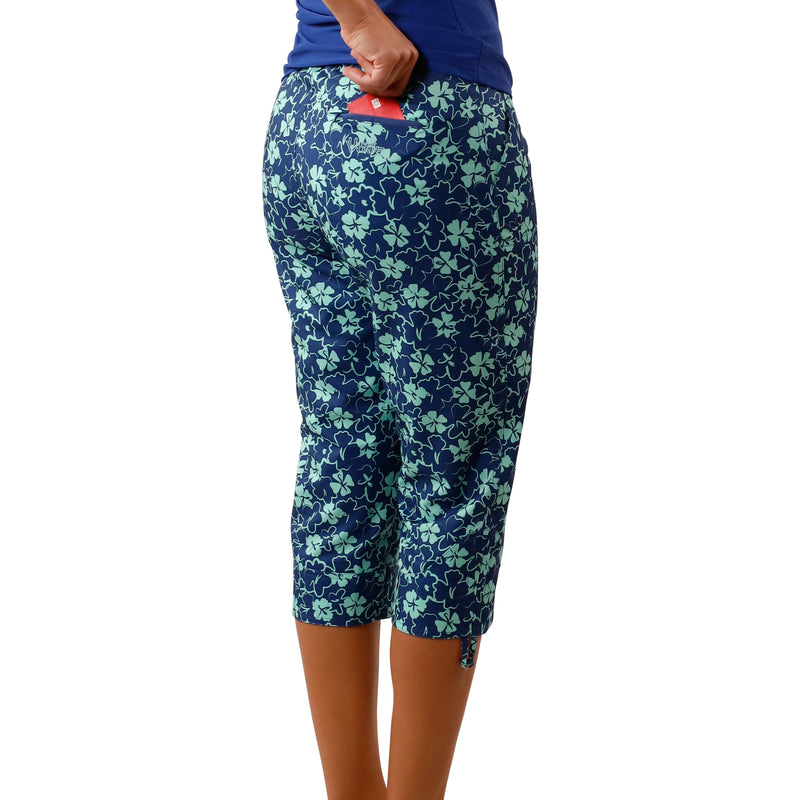 Women's side Beach Capris in Coastal Hibiscus|coastal-hibiscus