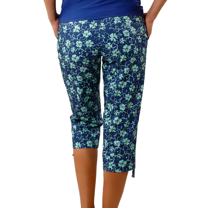 Women's back Beach Capris in Coastal Hibiscus|coastal-hibiscus