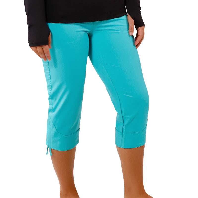Women's front Beach Capris in Teal|teal