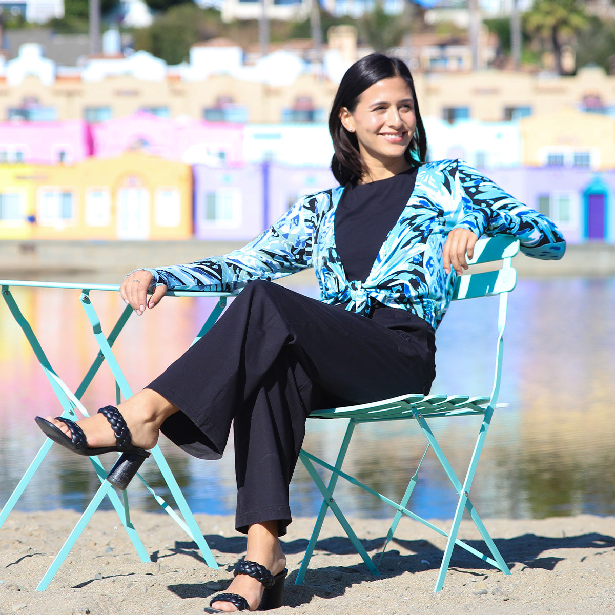 women's wide leg pants in black|black