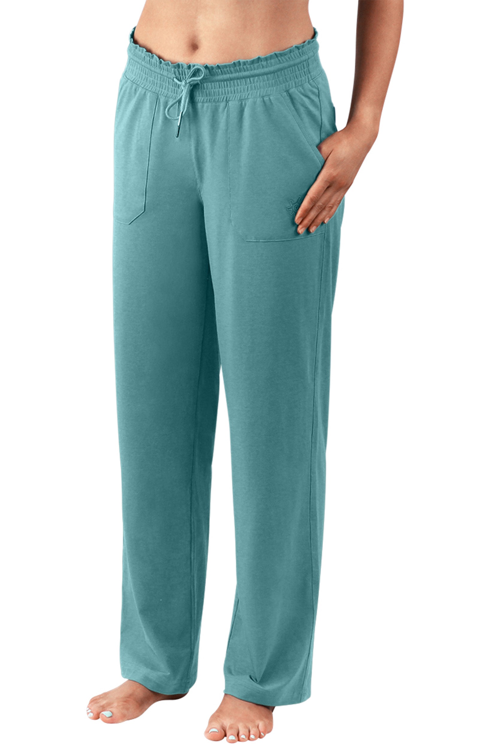 women's wide leg pants in river|river