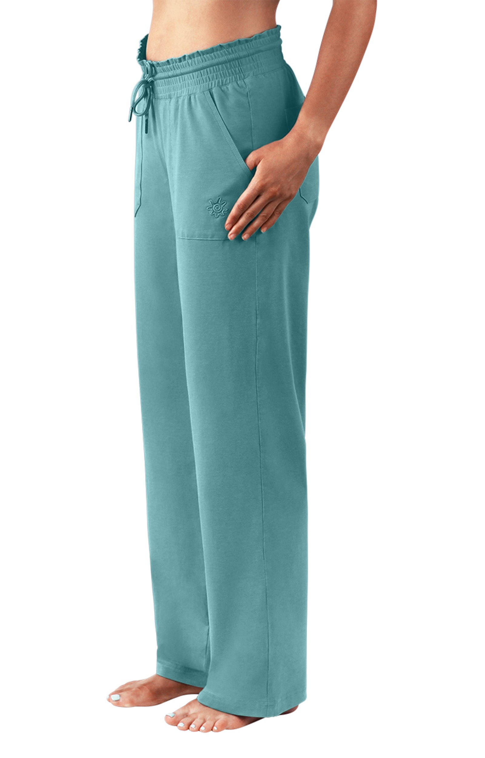 women's wide leg pants in river|river
