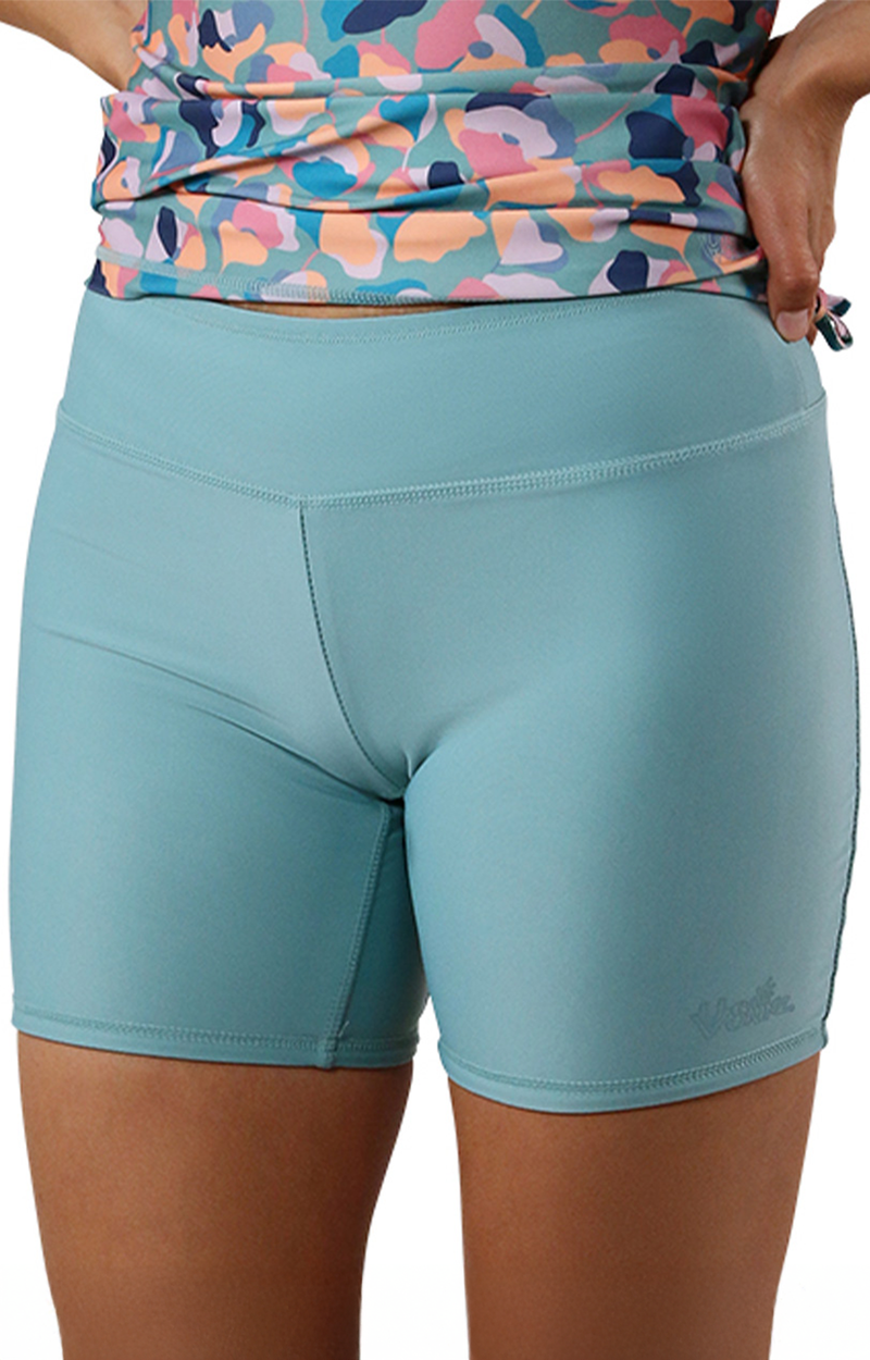 womens upf 50+ reversible active swim shorts|california-poppies-river