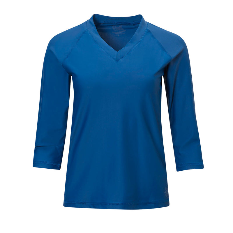 Women's V-Neck Sun & Swim Shirt in Navy Blue|navy-blue