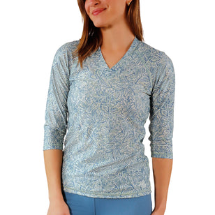 womens v-neck sun and swim shirt|botanical-garden