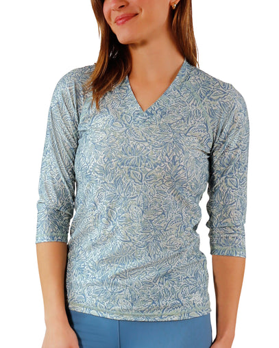 womens v-neck sun and swim shirt|botanical-garden