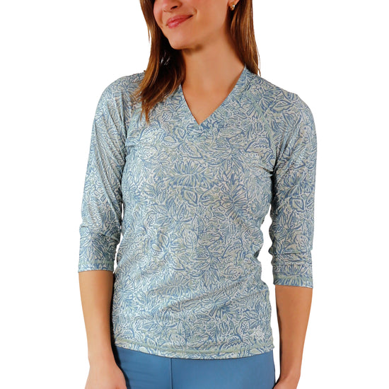 womens v-neck sun and swim shirt|botanical-garden