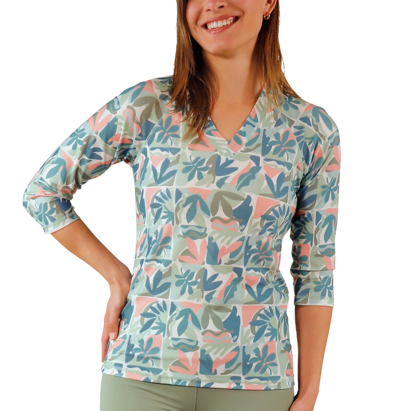 womens v-neck sun and swim shirt|eden-reflection
