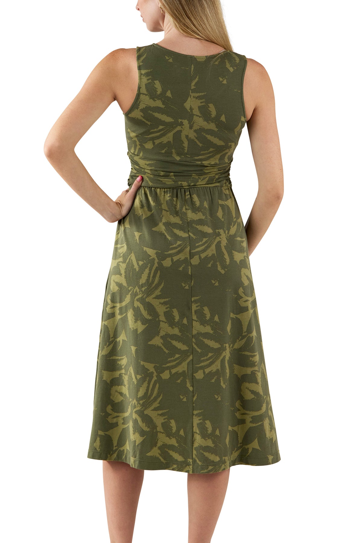 Women's V-Neck Midi Dress with Pockets