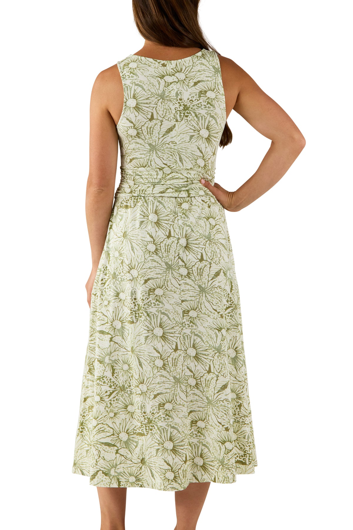 Women's V-Neck Midi Dress with Pockets