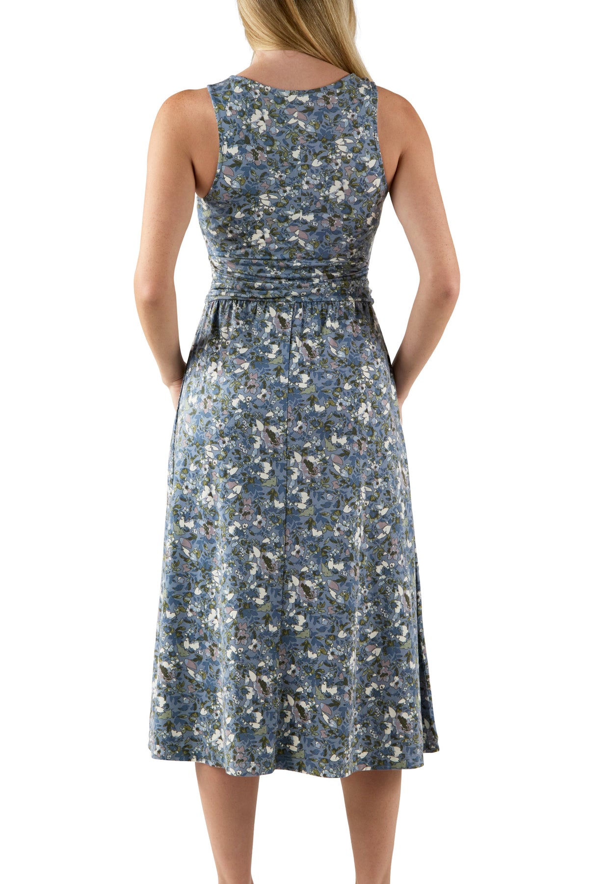 Women's V-Neck Midi Dress with Pockets