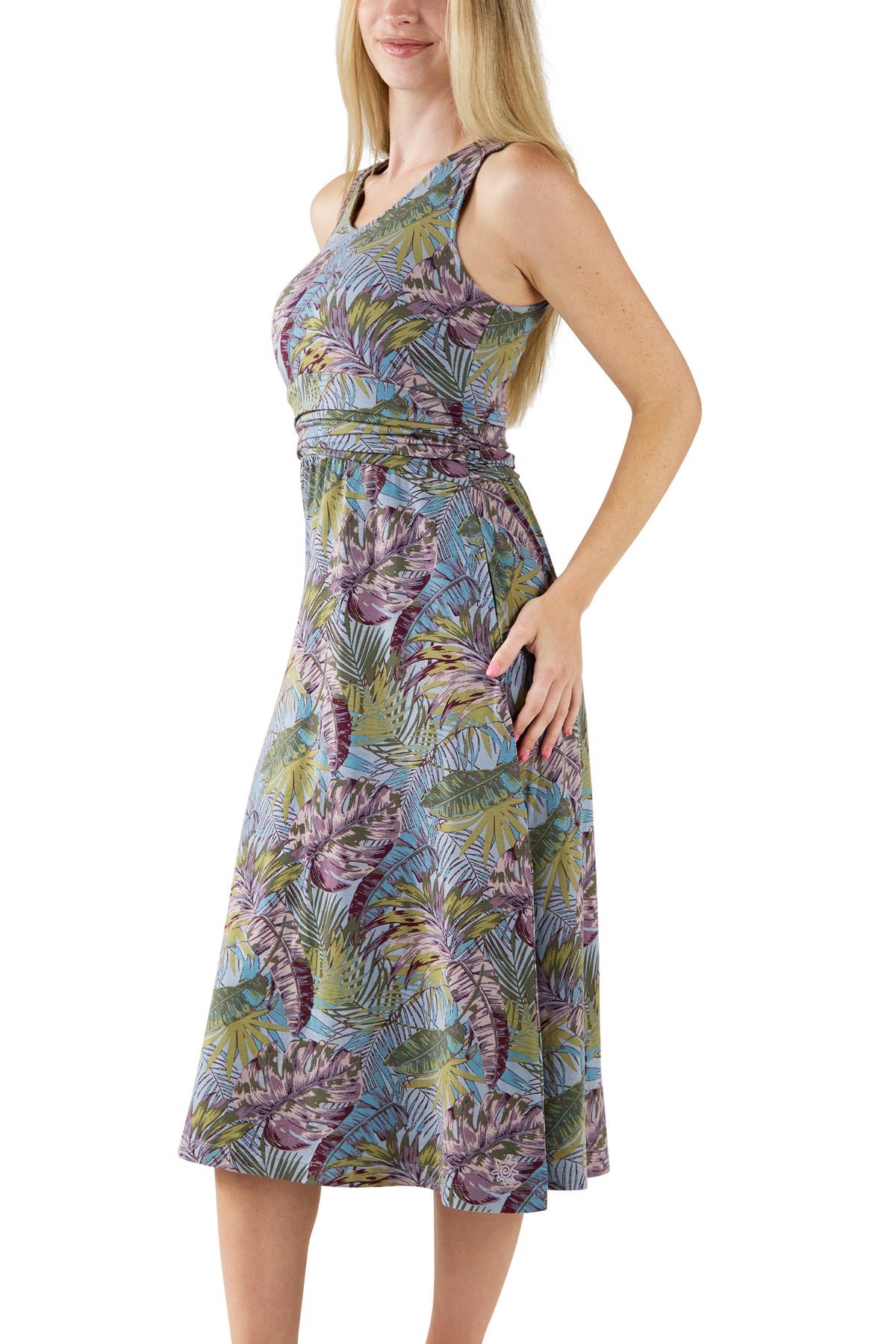 Women's V-Neck Midi Dress with Pockets