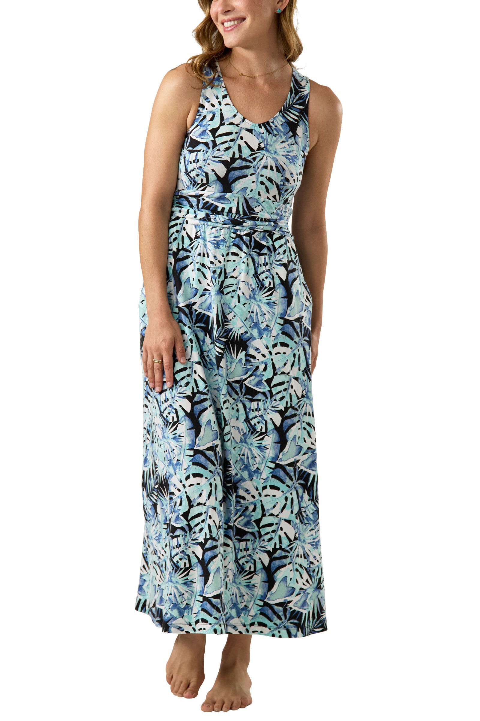 Women's V-Neck Maxi Dress with Pockets