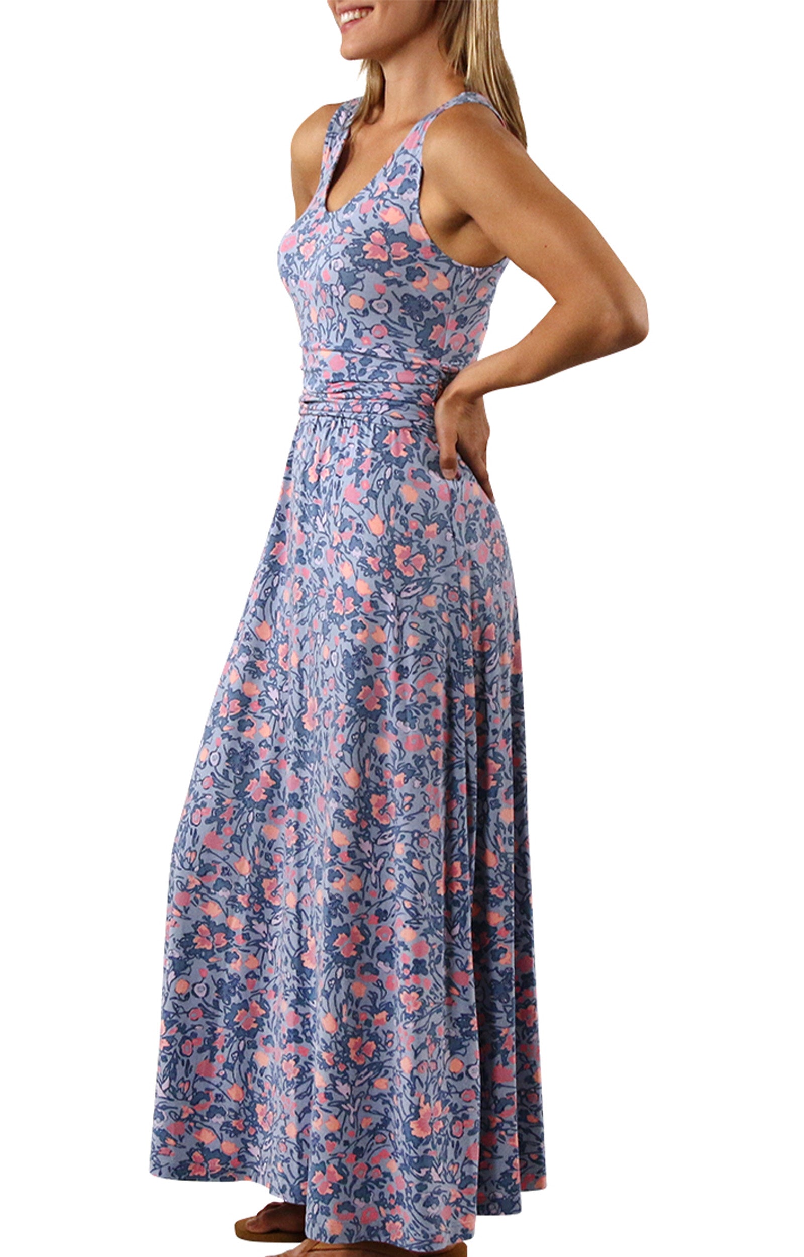 women's v-neck maxi dress in moon dust wildflower|moon-dust-wildflower
