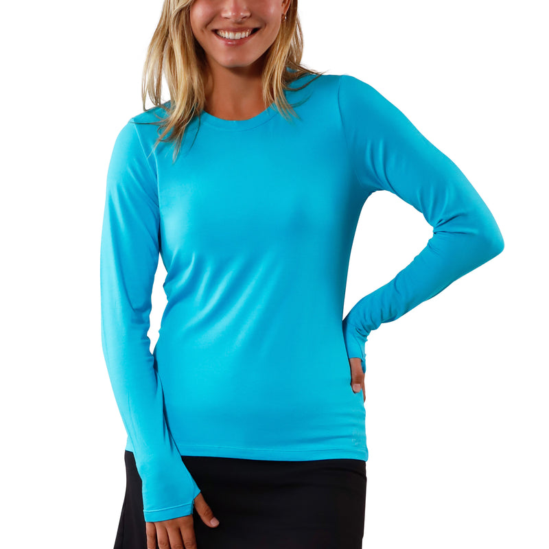 Women's Long Sleeve Everyday Tee in Scuba Blue|scuba-blue