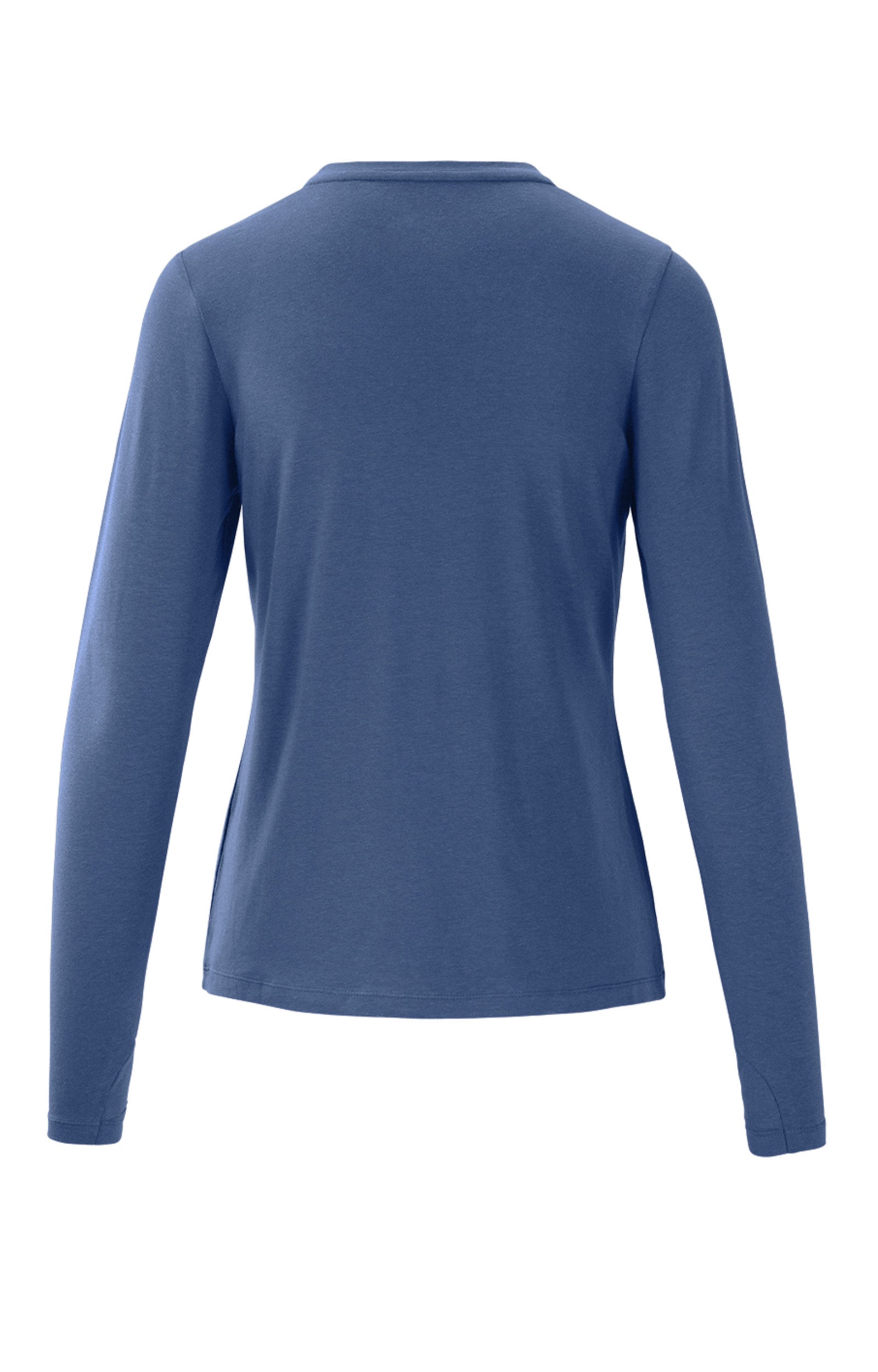 Back of the Women's Long Sleeve Everyday Tee in Washed Navy|washed-navy