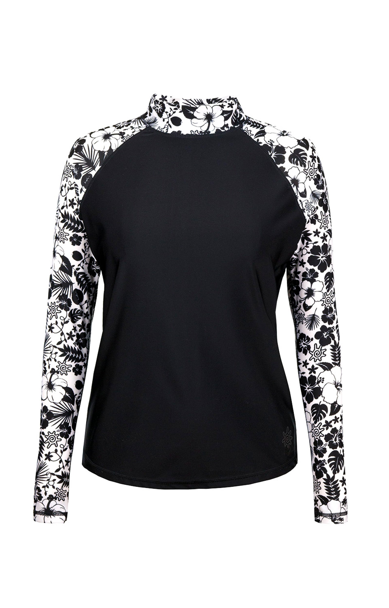 Women's Aloha Long Sleeve Sun & Swim Shirt in Black Aloha|black-aloha