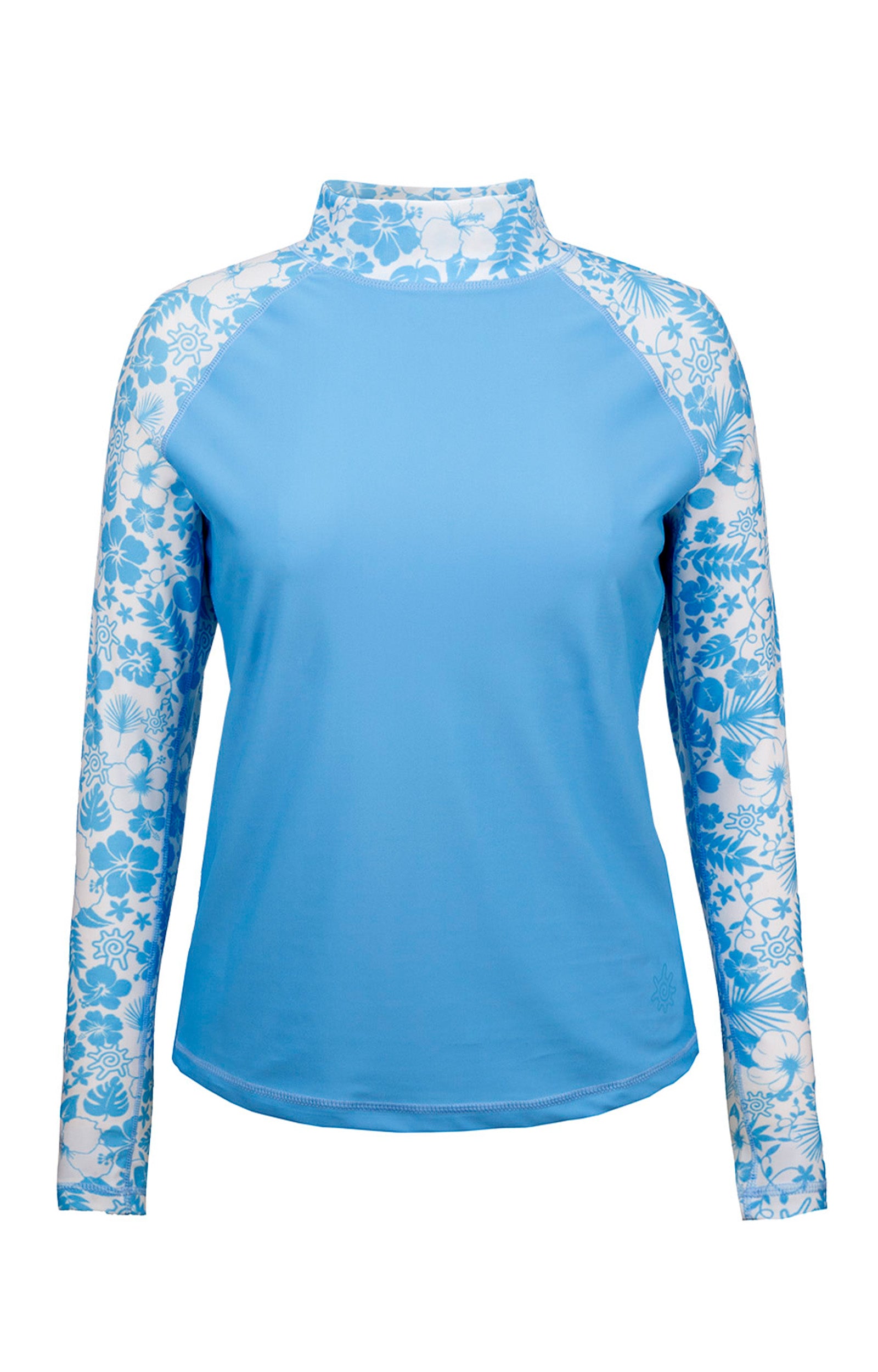 Women's Aloha Long Sleeve Sun & Swim Shirt in Sky Blue Aloha|sky-blue-aloha