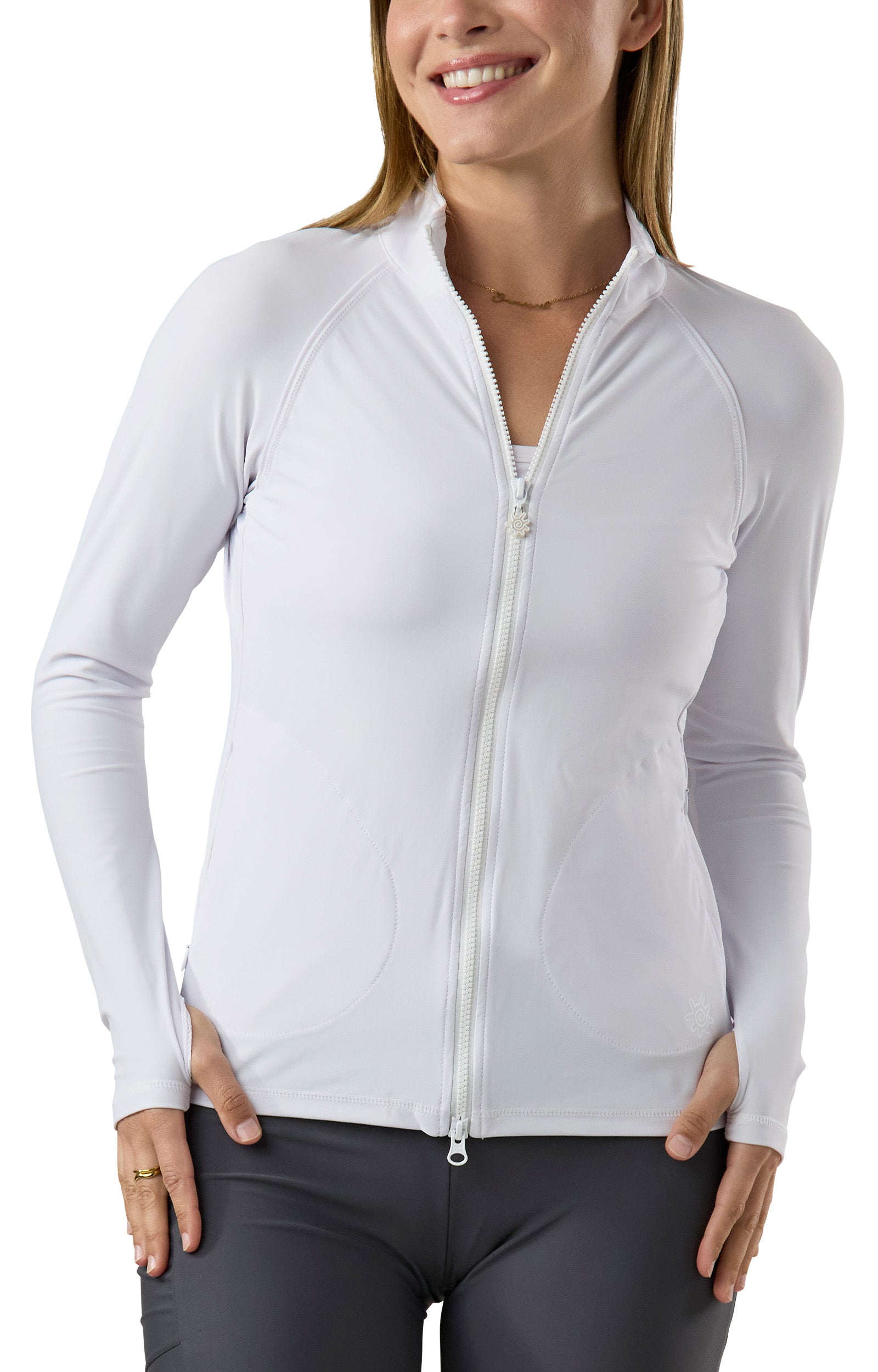 women's swim jacket in white|white