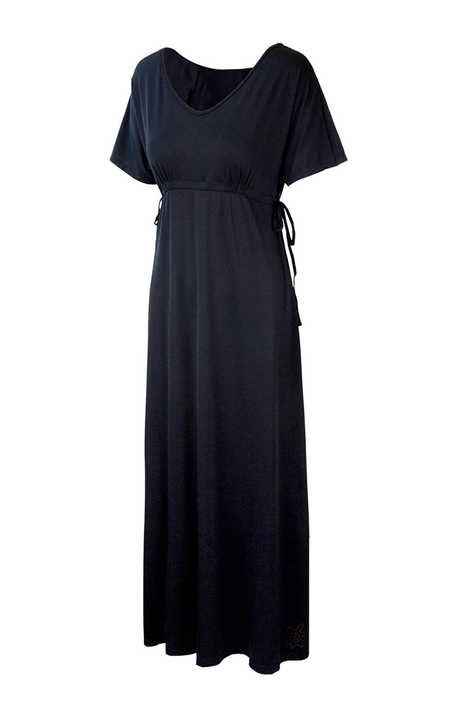women's maxi dress in black|black
