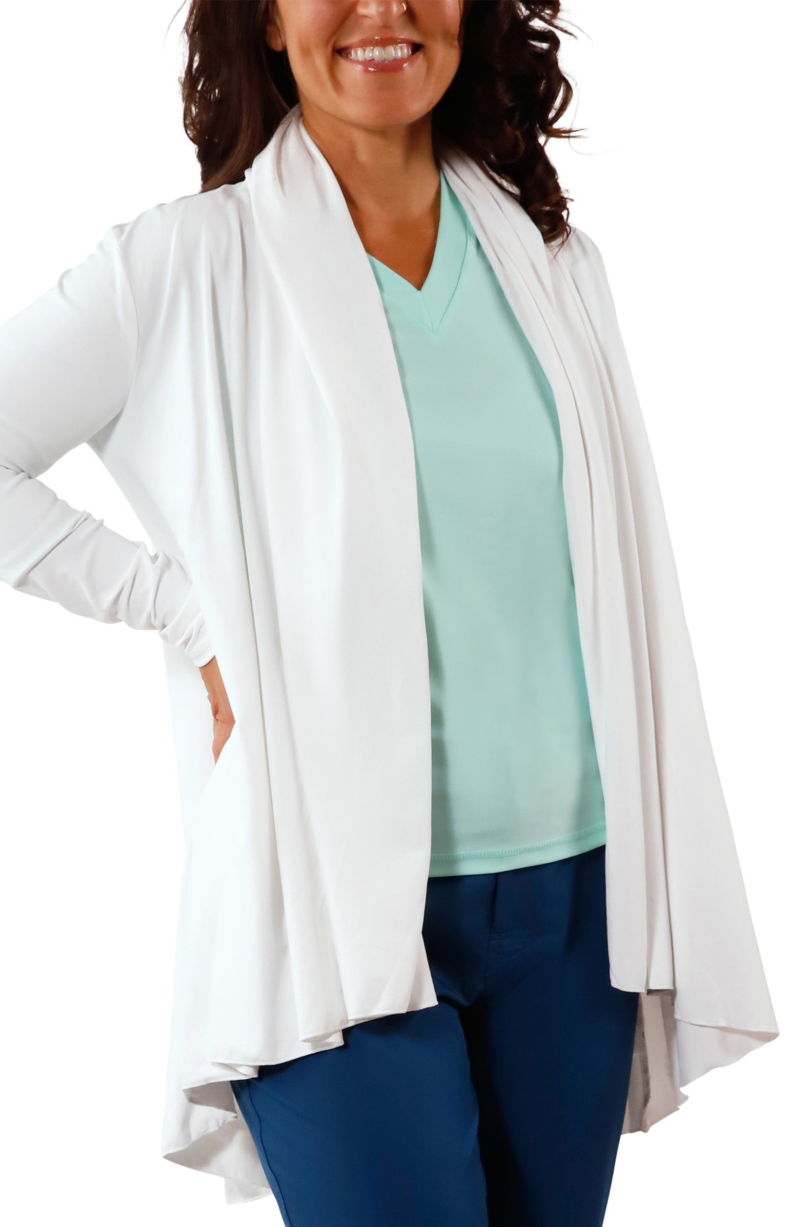 women's hooded beach cover up in white|white
