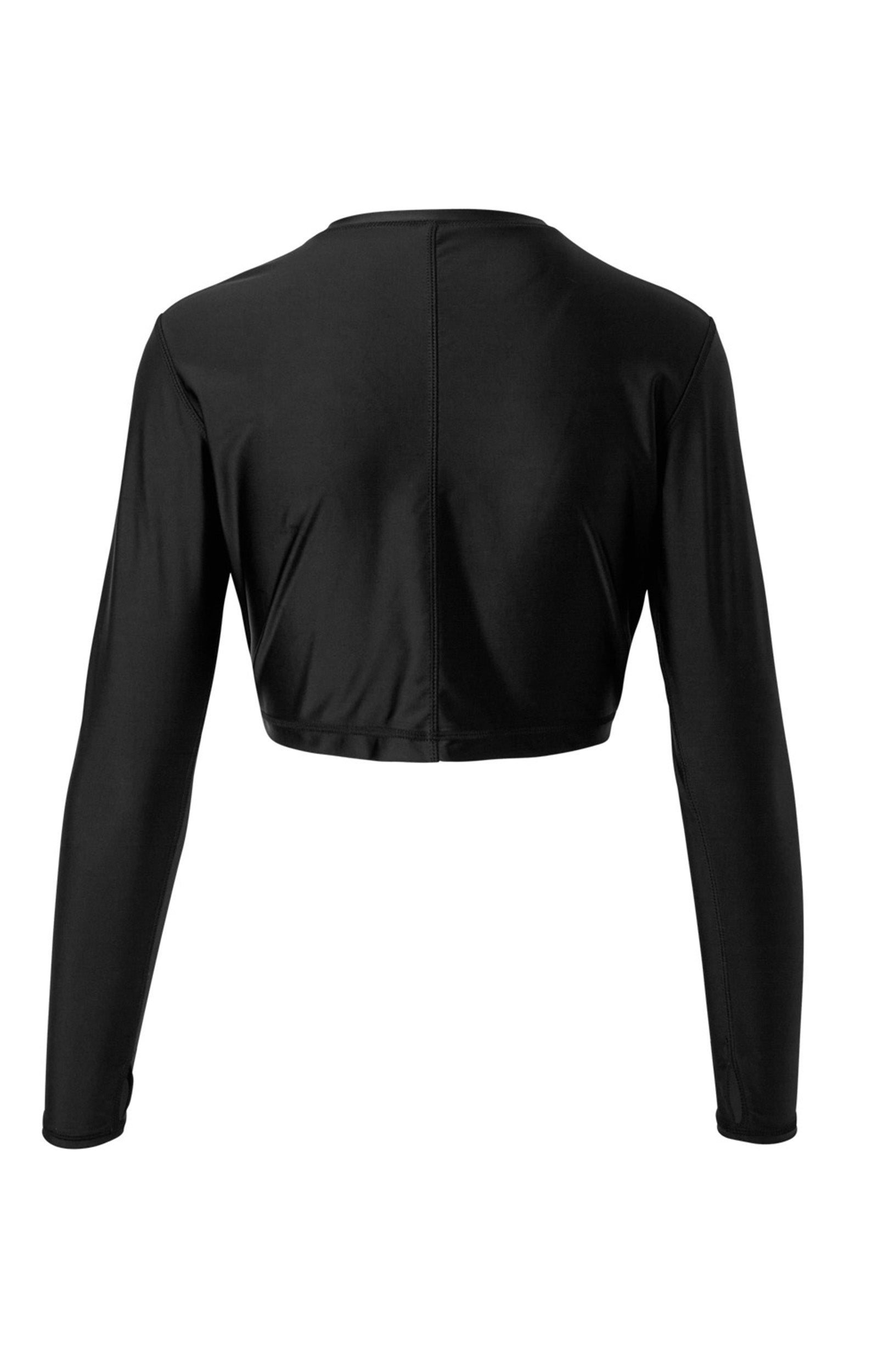Back of the Women's Active Swim Shrug in Black|black