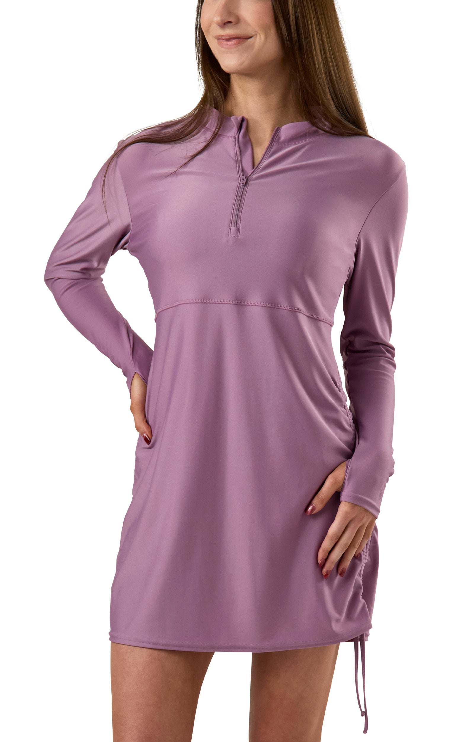 uv protection long sleeve shirt dress UV Skinz Convertible Swim Shirtdress in Grape at Nordstrom, Size Small