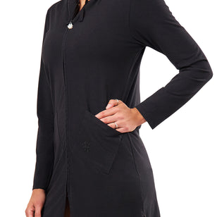 womens full zip island jacket in black|black