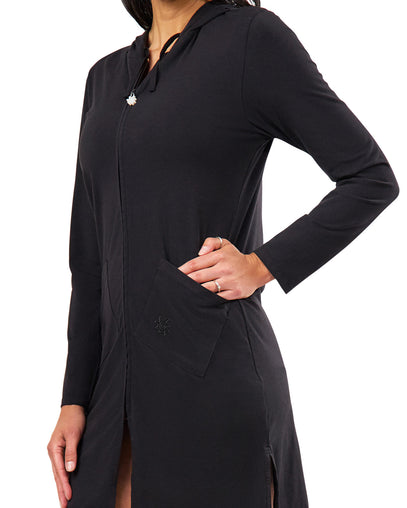 womens full zip island jacket in black|black