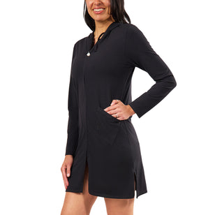 womens full zip island jacket in black|black