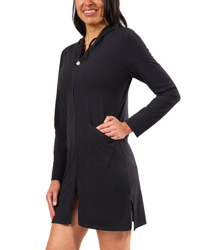 womens full zip island jacket in black|black