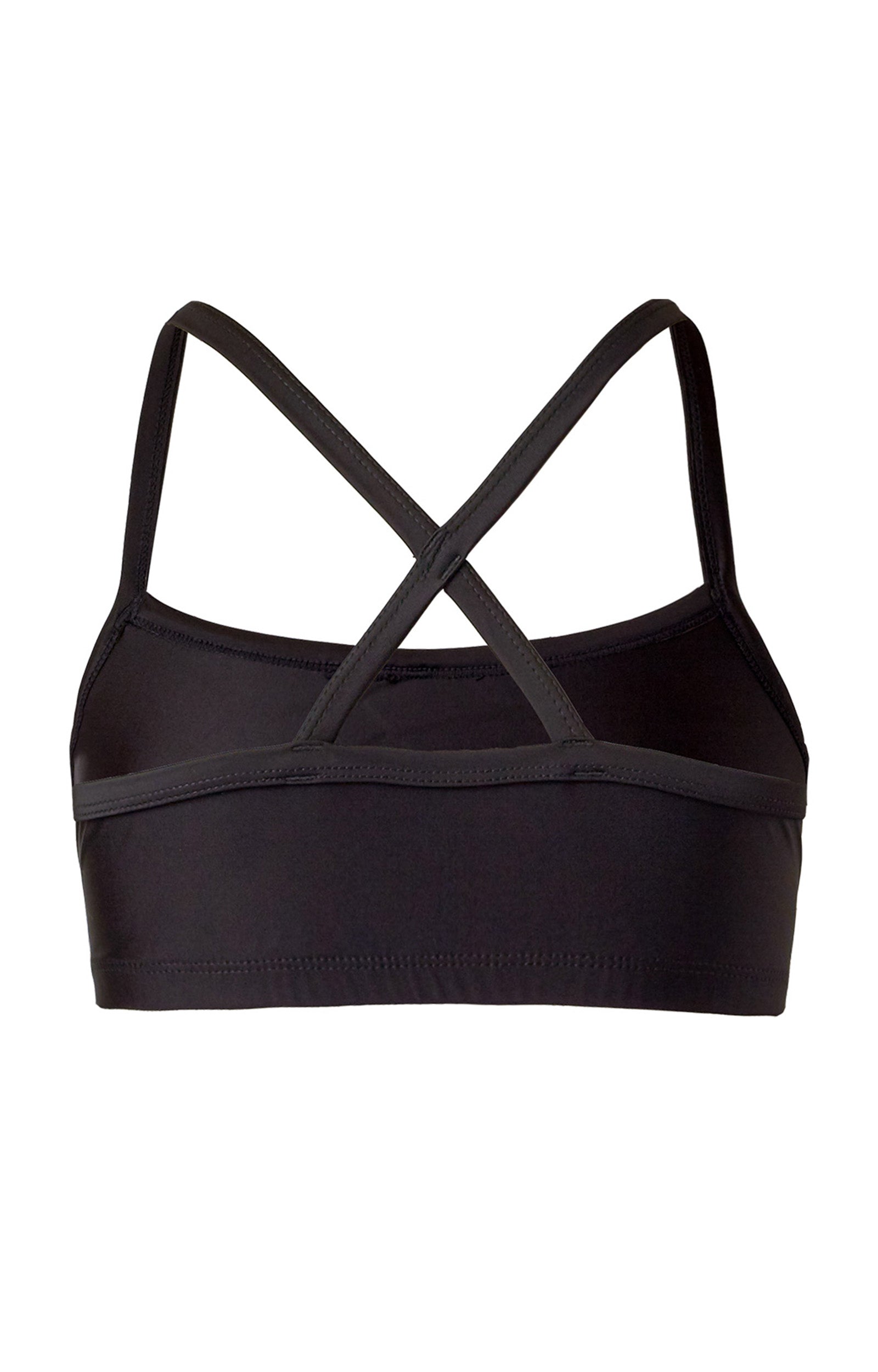 back of the women's swim bra in black|black