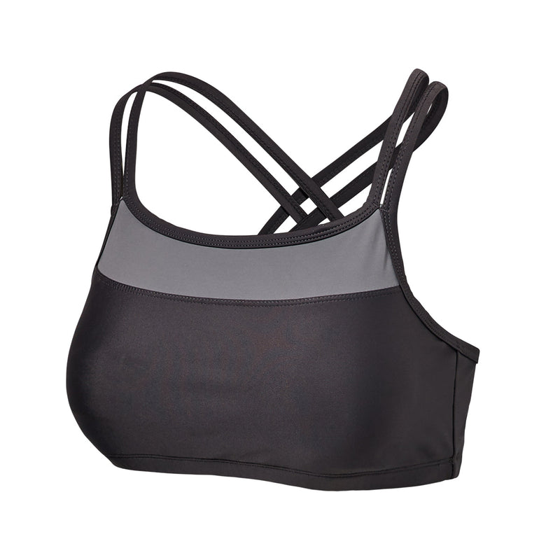 UV Skinz's women's crisscross swim bra in charcoal grey|charcoal-grey